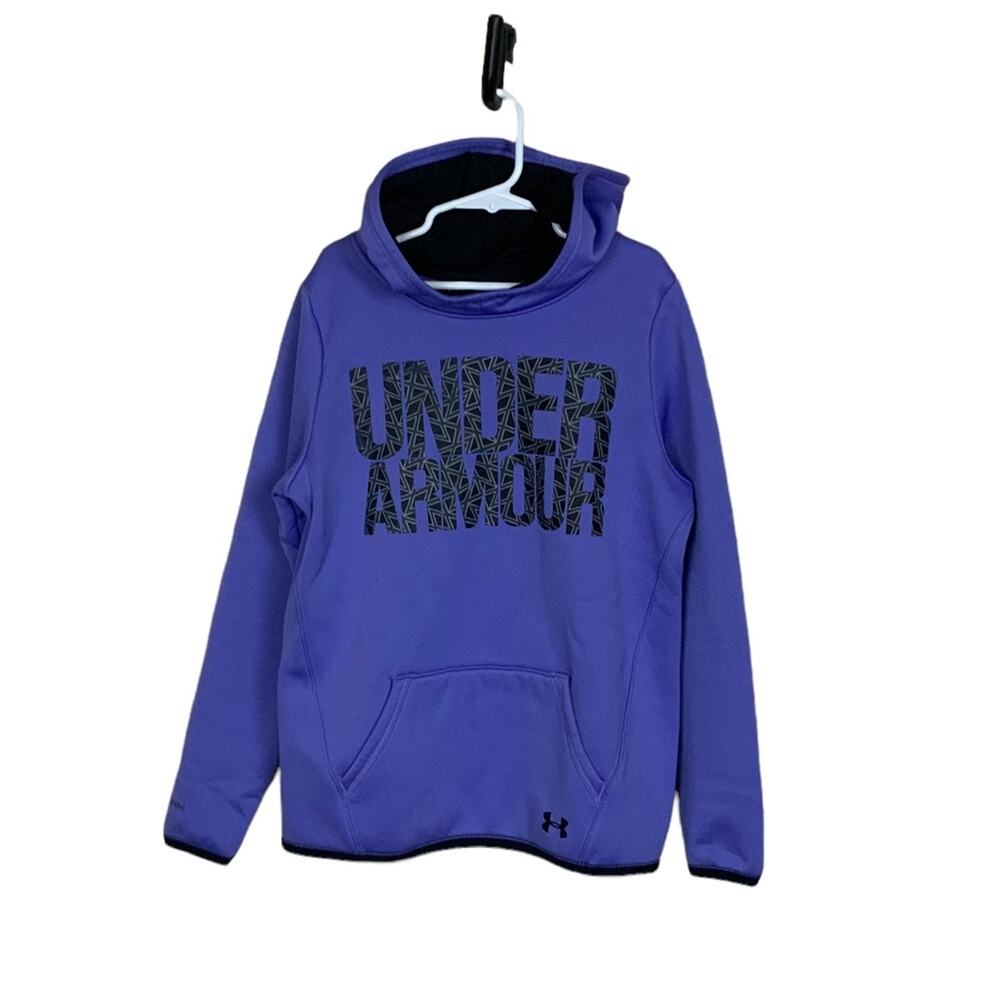 Under Armour Long Sleeve Hooded Pullover Purple Size Medium Youth